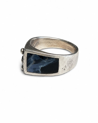 Sterling Silver Ring with Saguaro Motif and Pietersite