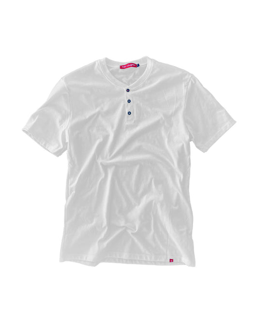 Short Sleeve Henley, White