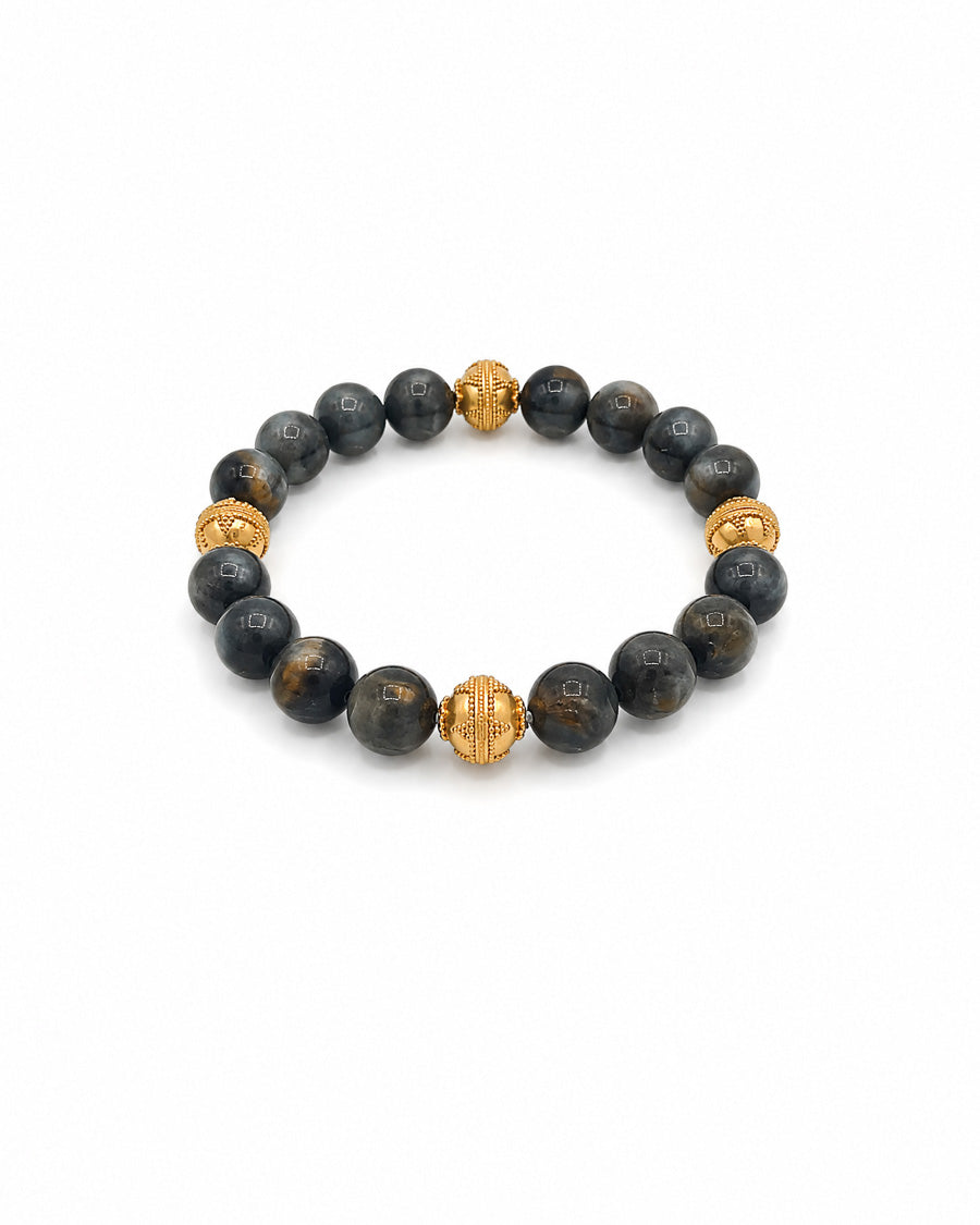 Tiger Eye Bracelet with Balinese Bead Accents