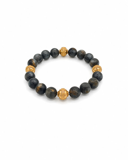 Tiger Eye Bracelet with Balinese Bead Accents