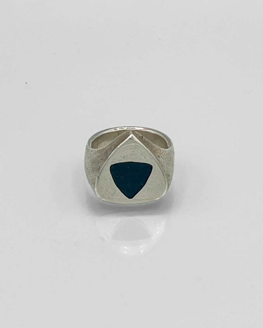Sterling Silver Triangle Onyx Signet Ring