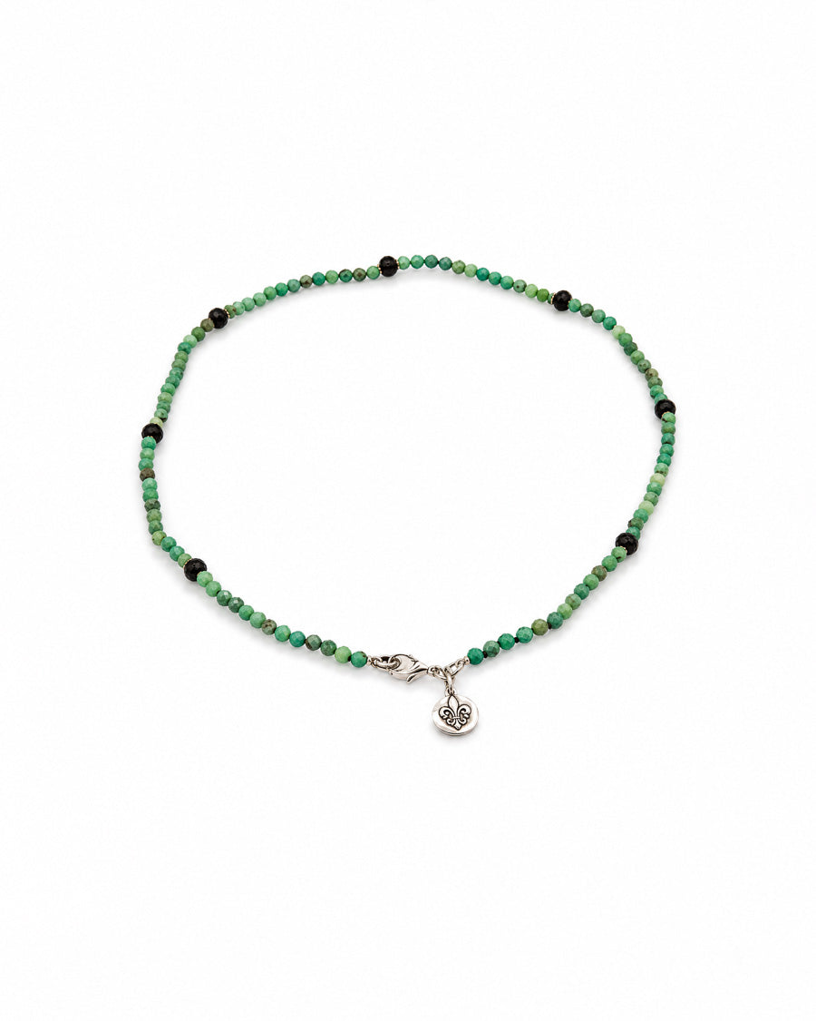 Faceted Turquoise Bead Necklace with Onyx Accents