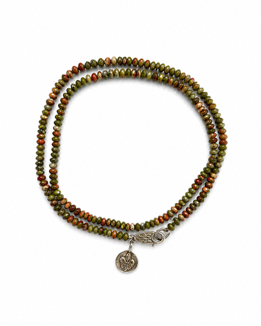 Faceted Green Unakite Necklace