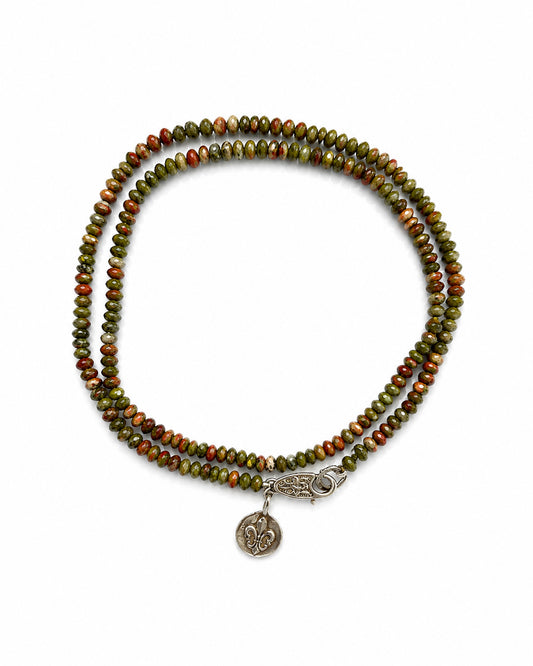 Faceted Green Unakite Necklace