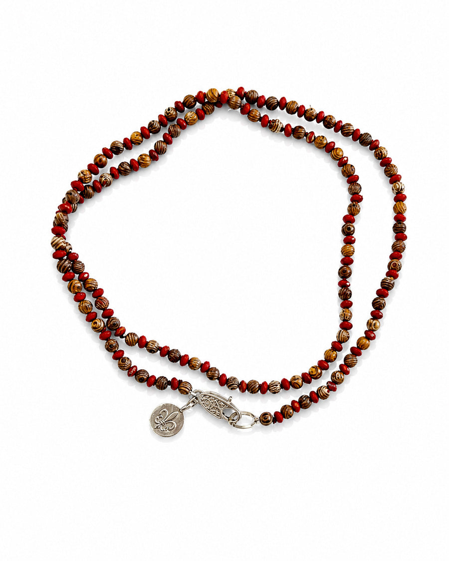 Wenge Wood and Red Jasper Necklace