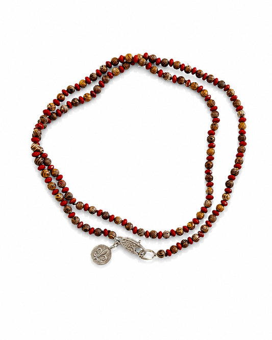 Wenge Wood and Red Jasper Necklace