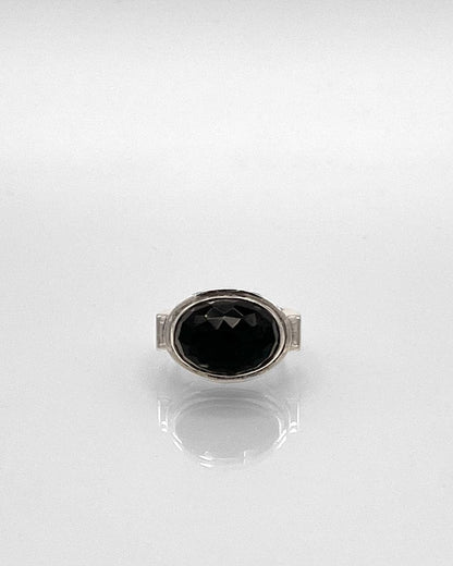 Sterling Silver Ring with Oval Stone in Bezel Mount