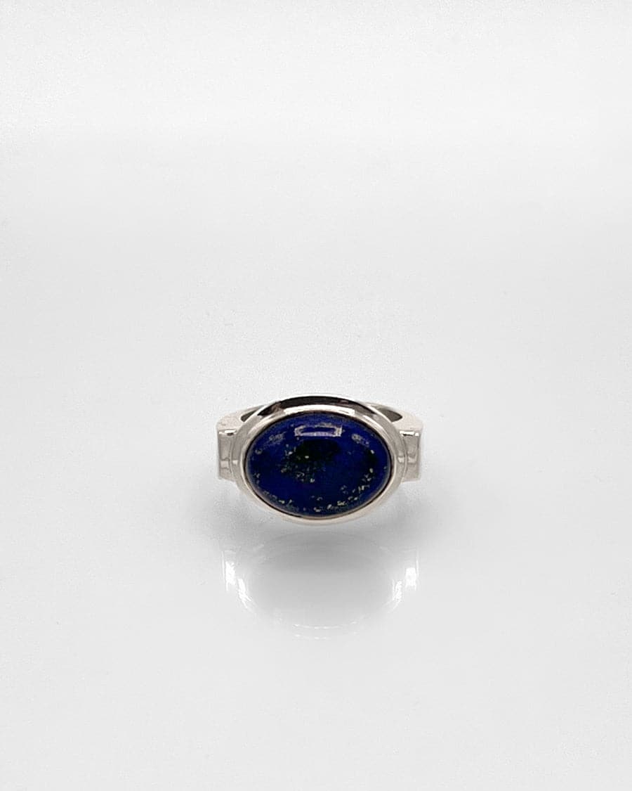 Sterling Silver Ring with Oval Stone in Bezel Mount