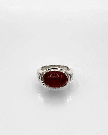 Sterling Silver Ring with Oval Stone in Bezel Mount