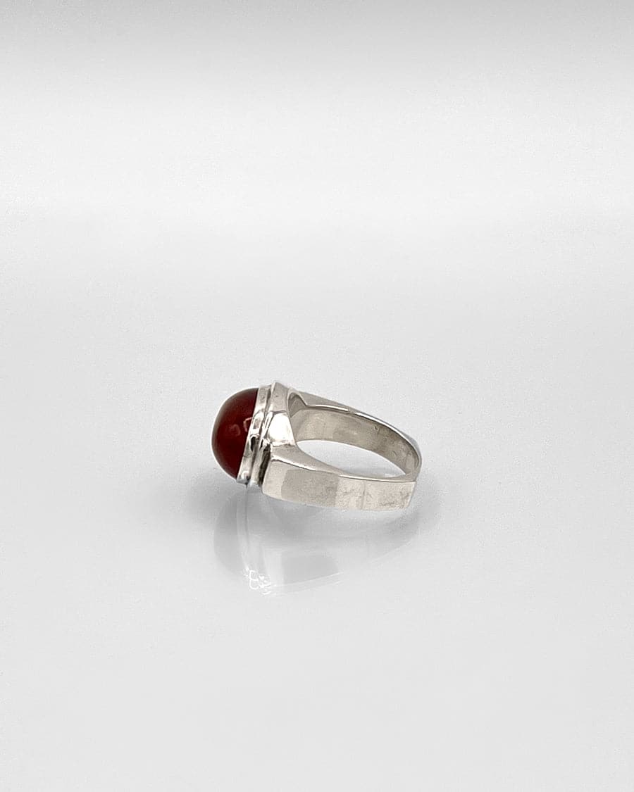 Sterling Silver Ring with Oval Stone in Bezel Mount