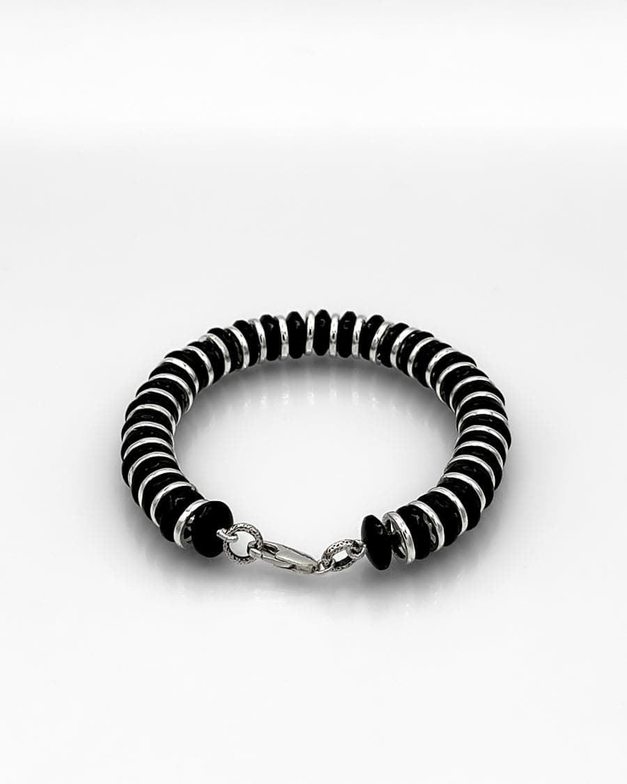 Onyx & Silver Bead Bracelet