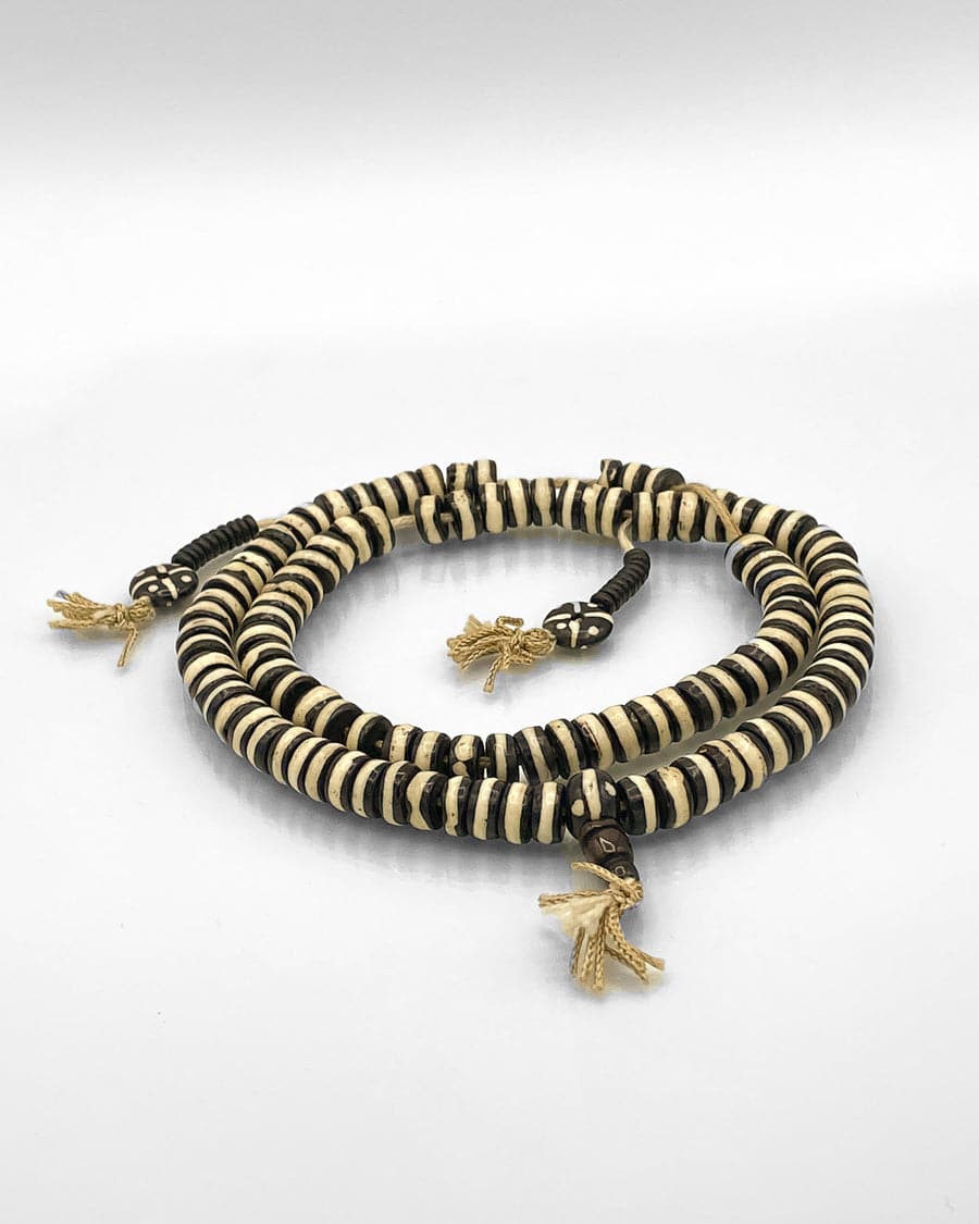 Bone Bead Necklace with Tassles
