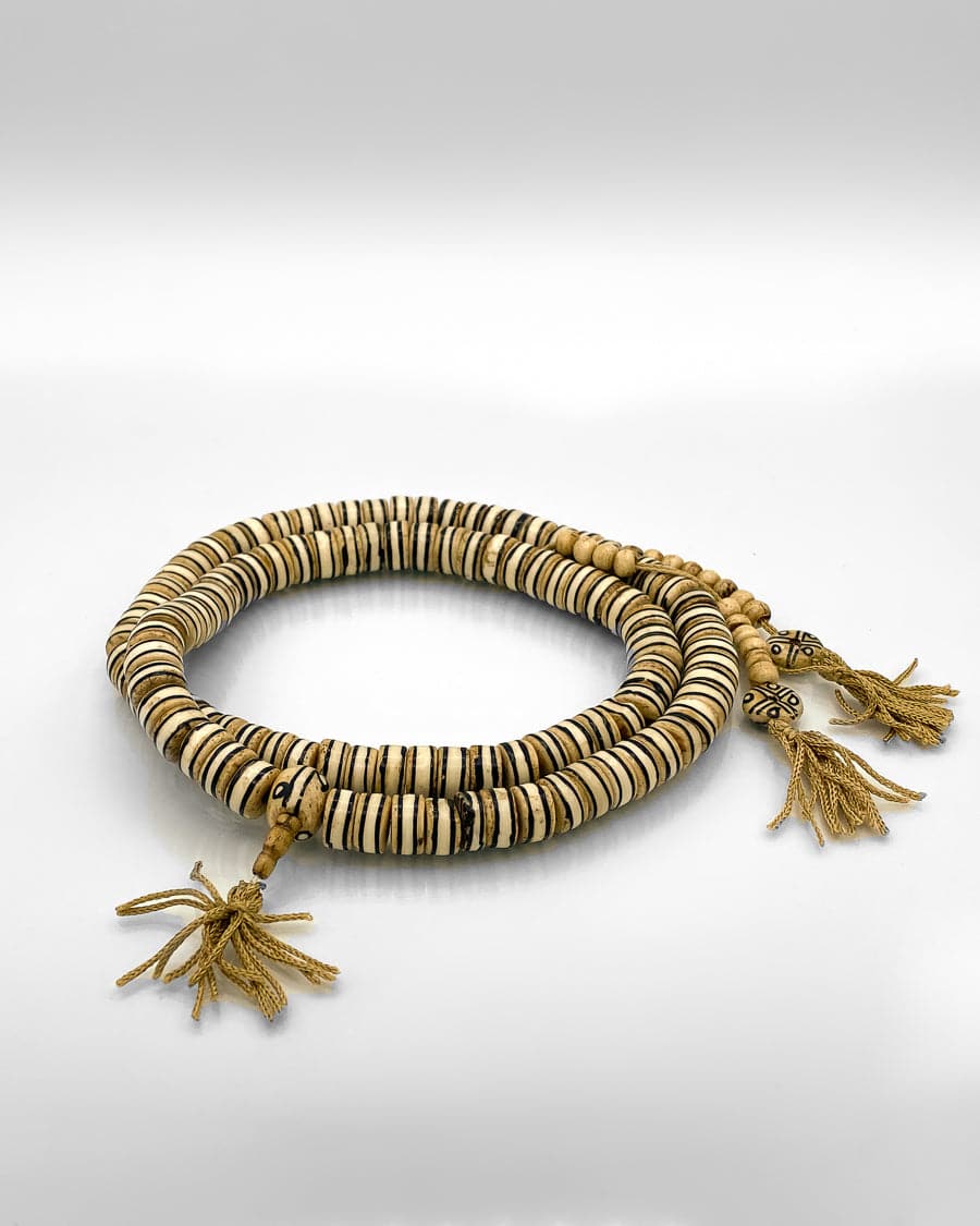 Bone Bead Necklace with Tassles