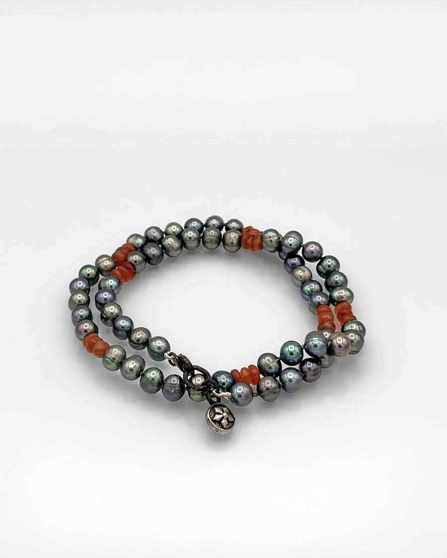 Multi-Colored Freshwater Pearl Necklace with Carnelian Accents
