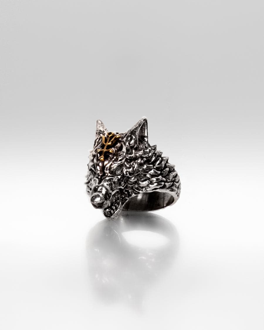 Sterling Silver Badass Men's Wolf Ring from PHILANDRY